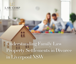 Family law property settlement in divorce involving the family home and children