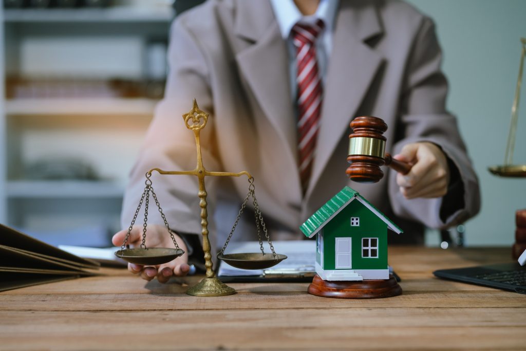Justice and law concept. Real Estate Law in a courtroom the gavel
